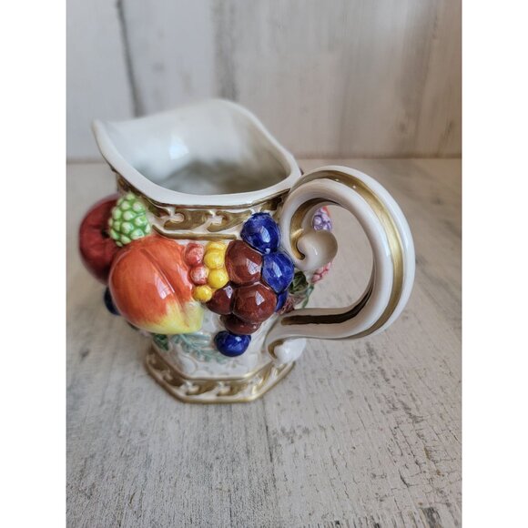 Fitz‎ Floyd pitcher small fruit vintage ceramic xmas home decor - Picture 2 of 7